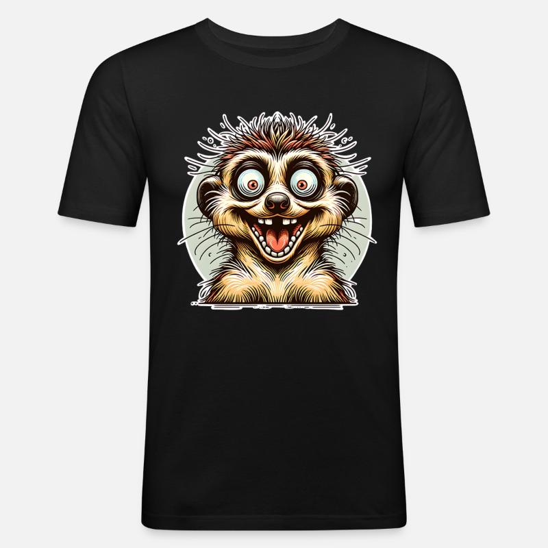 Erdmännchen - Männer Slim Fit T-Shirt - Schwarz