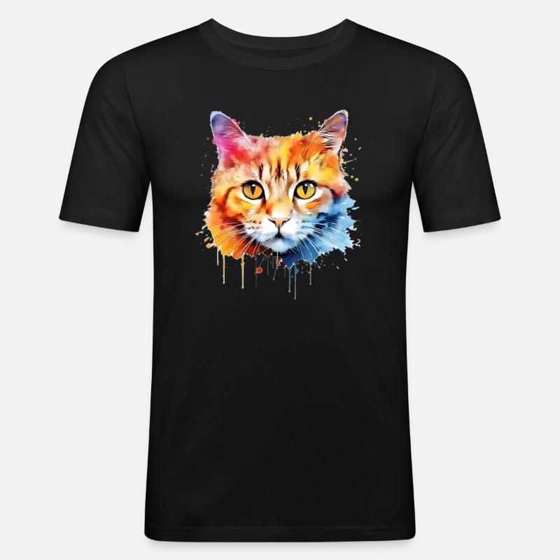Britisch Kurzhaar Katze - Männer Slim Fit T-Shirt - Schwarz