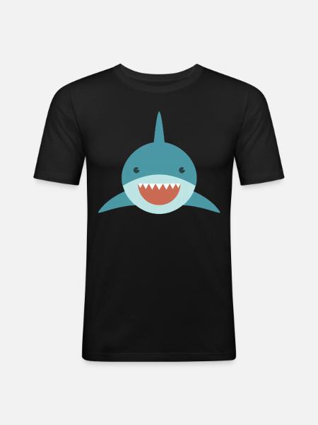 Mignon requin - T-shirt près du corps Homme - noir