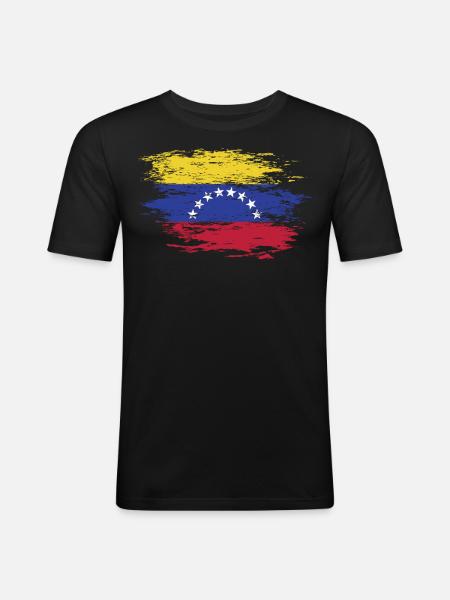 Drapeau du Venezuela utilisé - T-shirt près du corps Homme - noir