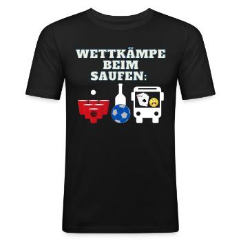 Wettkampf Saufen - Männer Slim Fit T-Shirt - Schwarz - Vorne - Nik (191cm)