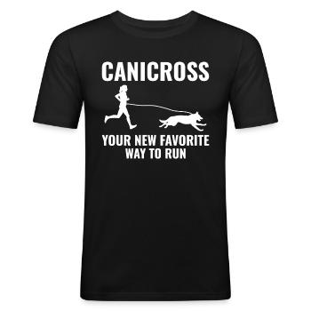 Canicross Trail Running Hund Sport Outdoor Hobby - Männer Slim Fit T-Shirt - Schwarz - Vorne - Nik (191cm)