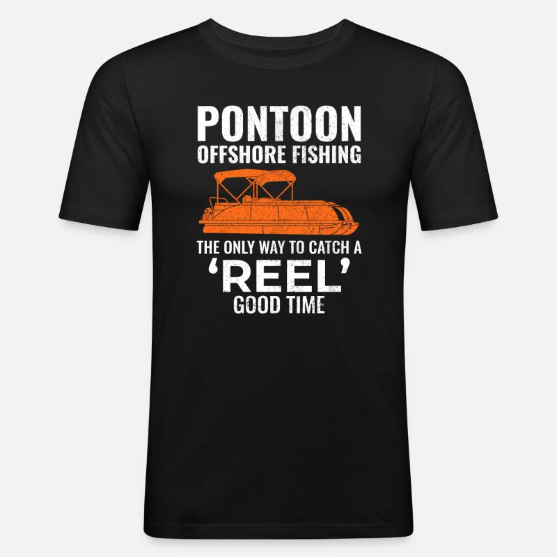 Pontonboot Motorboot Hochseefischen Lustig - Männer Slim Fit T-Shirt - Schwarz