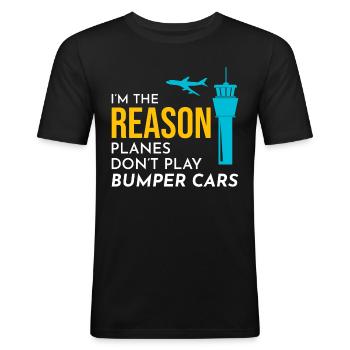Air Traffic Controller ATC Aviation Humor Airplane - Men's Slim Fit T-Shirt - black - Front - Nik (191cm)