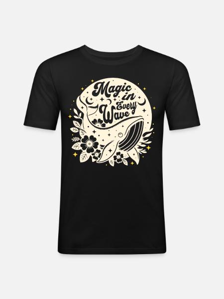 Celestial Whale Nature Ocean Whale - Men's Slim Fit T-Shirt - black
