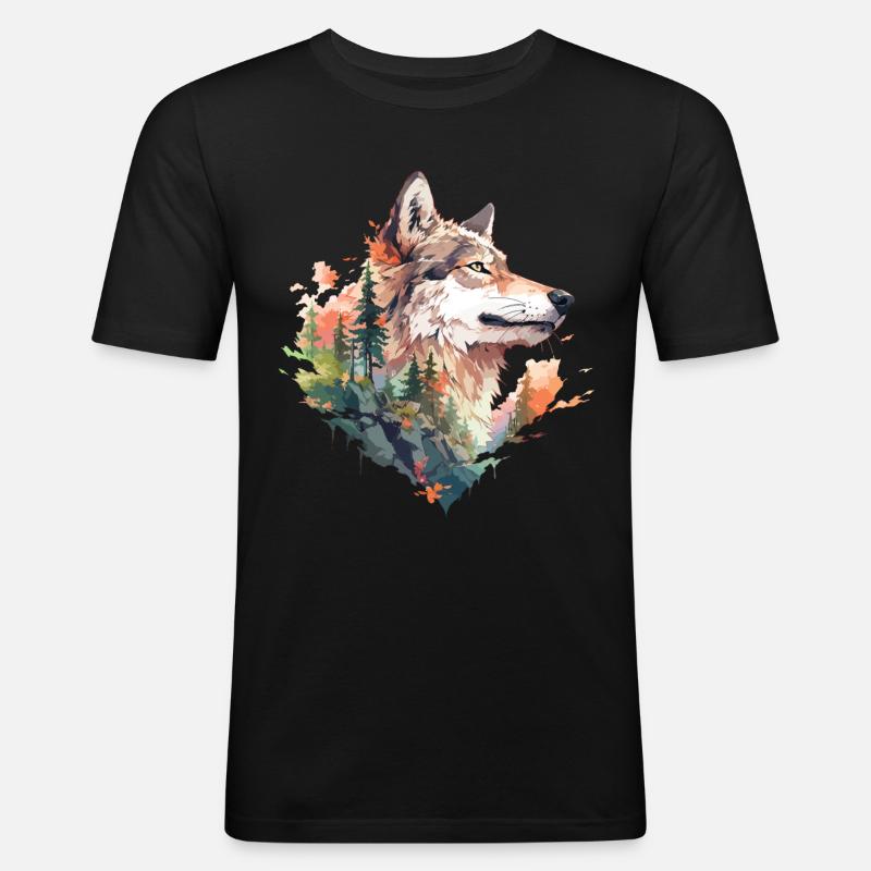 Wolf - Men's Slim Fit T-Shirt - black
