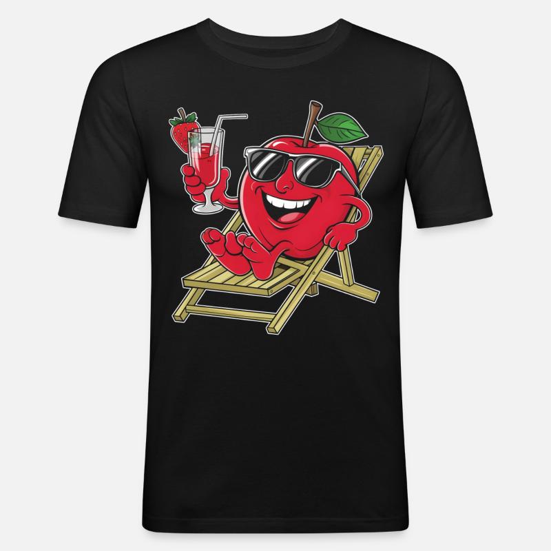 Apfel - Männer Slim Fit T-Shirt - Schwarz