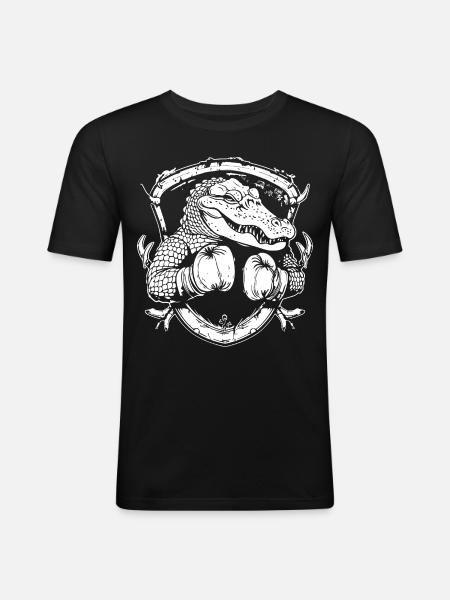 Alligator Boxer Fighter - T-shirt près du corps Homme - noir