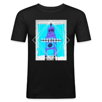Augsburg Deutschland Stadt Skyline Heimat Liebe - Männer Slim Fit T-Shirt - Schwarz - Vorne - Nik (191cm)