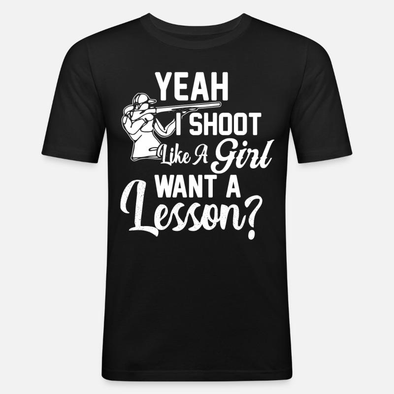 Fallenschießen - Männer Slim Fit T-Shirt - Schwarz