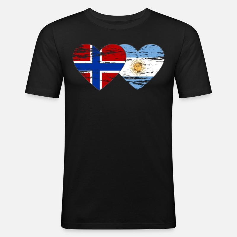 Norvège Argentine Drapeau utilisé - T-shirt près du corps Homme - noir
