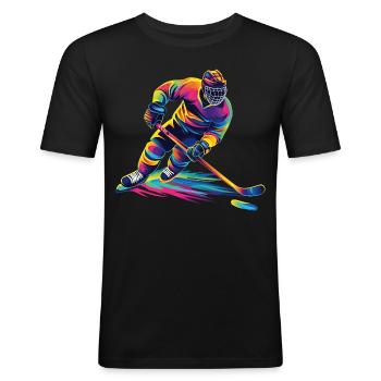 Eishockey - Männer Slim Fit T-Shirt - Schwarz - Vorne - Nik (191cm)