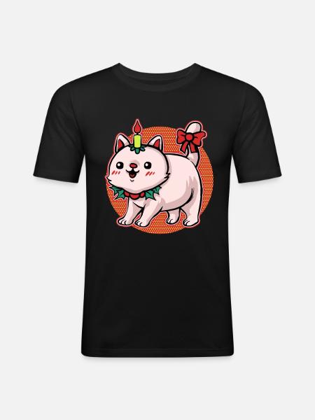 Jul Grim Jul Kat Fisse Xmas Kat - Herre Slim Fit T-Shirt - sort