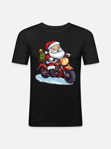 Julemanden motorcykel solbriller jul - Herre Slim Fit T-Shirt - sort