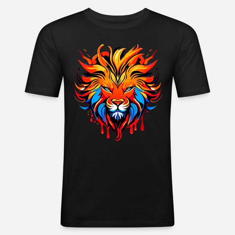 Löwe, Sternzeichen farbig - Männer Slim Fit T-Shirt - Schwarz