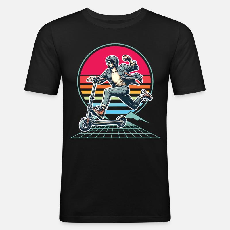 E-Scooter E-Roller Scooter - Men's Slim Fit T-Shirt - black