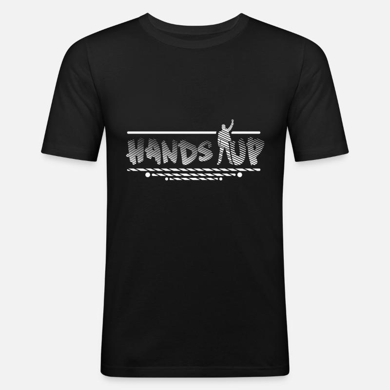 Hands up. - Männer Slim Fit T-Shirt - Schwarz