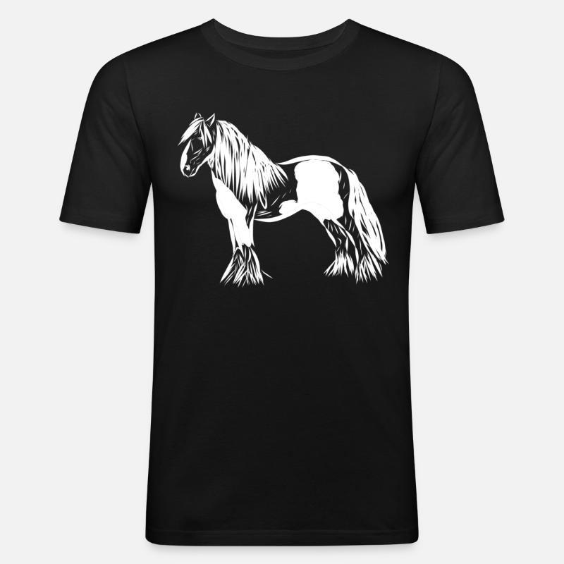Pferd - Männer Slim Fit T-Shirt - Schwarz