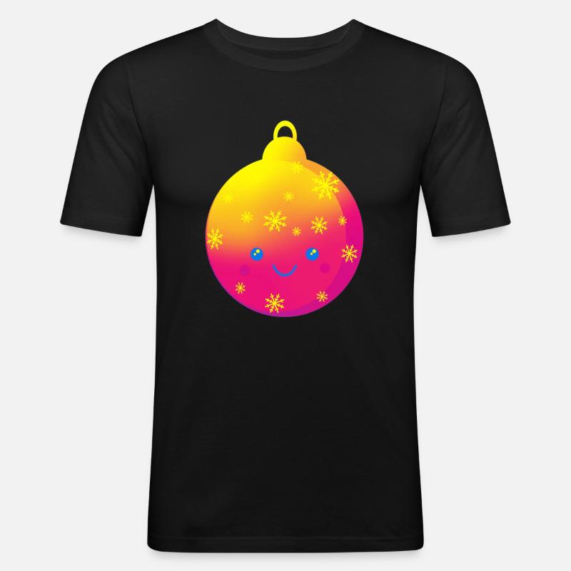 Schöne Weihnachtskugel Christbaumkugel - Männer Slim Fit T-Shirt - Schwarz
