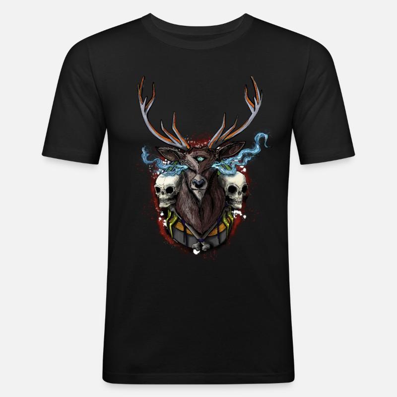 Cerf - BONE SQL PRY - T-shirt près du corps Homme - noir