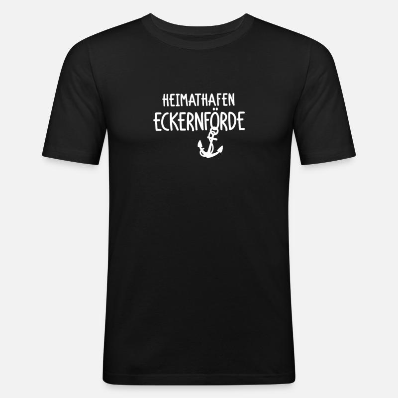Heimathafen Eckernförde - Männer Slim Fit T-Shirt - Schwarz