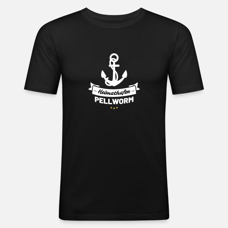 Heimathafen Pellworm - Männer Slim Fit T-Shirt - Schwarz
