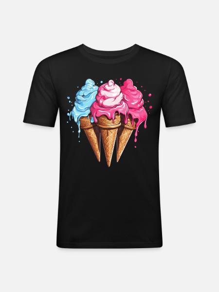 Eiscreme Eis Sommer - Männer Slim Fit T-Shirt - Schwarz