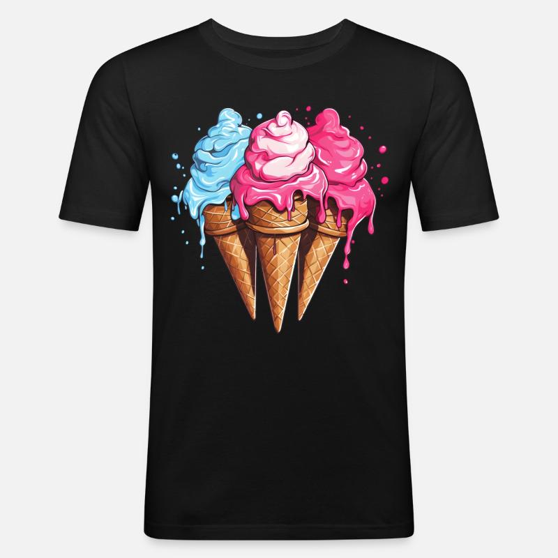 Eiscreme Eis Sommer - Männer Slim Fit T-Shirt - Schwarz