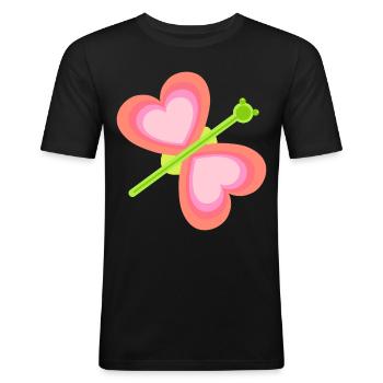 Coeur Papillon Printemps Enfant Bébé Insectes Années 80 - T-shirt près du corps Homme - noir - Devant - Nik (191cm)
