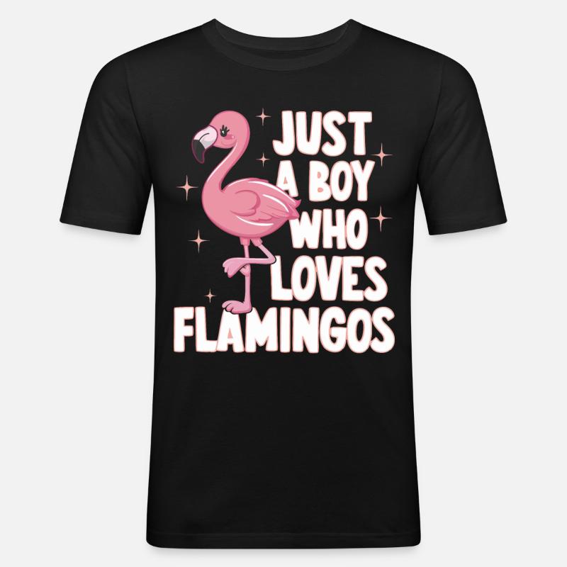 Flamingo Tier Rosa - Männer Slim Fit T-Shirt - Schwarz