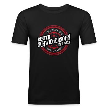 Bester Schwiegersohn Der Welt Coole Geschenkidee - Männer Slim Fit T-Shirt - Schwarz - Vorne - Nik (191cm)