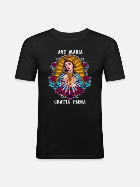 Ave Maria, Schubert, Mother of God full of grace - Men's Slim Fit T-Shirt - black