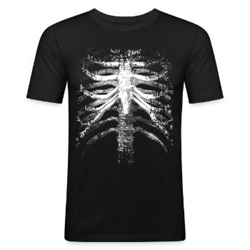 Skelett Rippen Brustkorb Skeleton - Männer Slim Fit T-Shirt - Schwarz - Vorne - Nik (191cm)