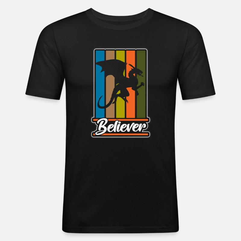 Imagination de feu de dragon - T-shirt près du corps Homme - noir