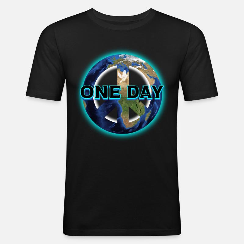 Peace one day - Men's Slim Fit T-Shirt - black