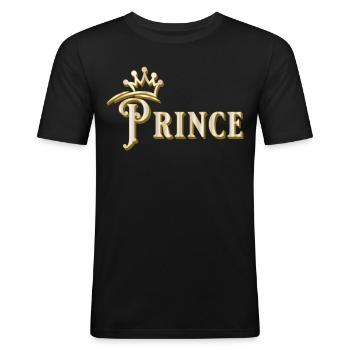 CHEMISE PRINCEZUG OR BLANC AVEC COURONNE - T-shirt près du corps Homme - noir - Devant - Nik (191cm)