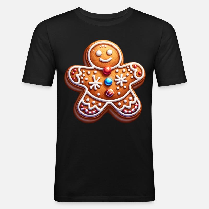 Lebkuchen Plätzchen Backen Advent - Männer Slim Fit T-Shirt - Schwarz