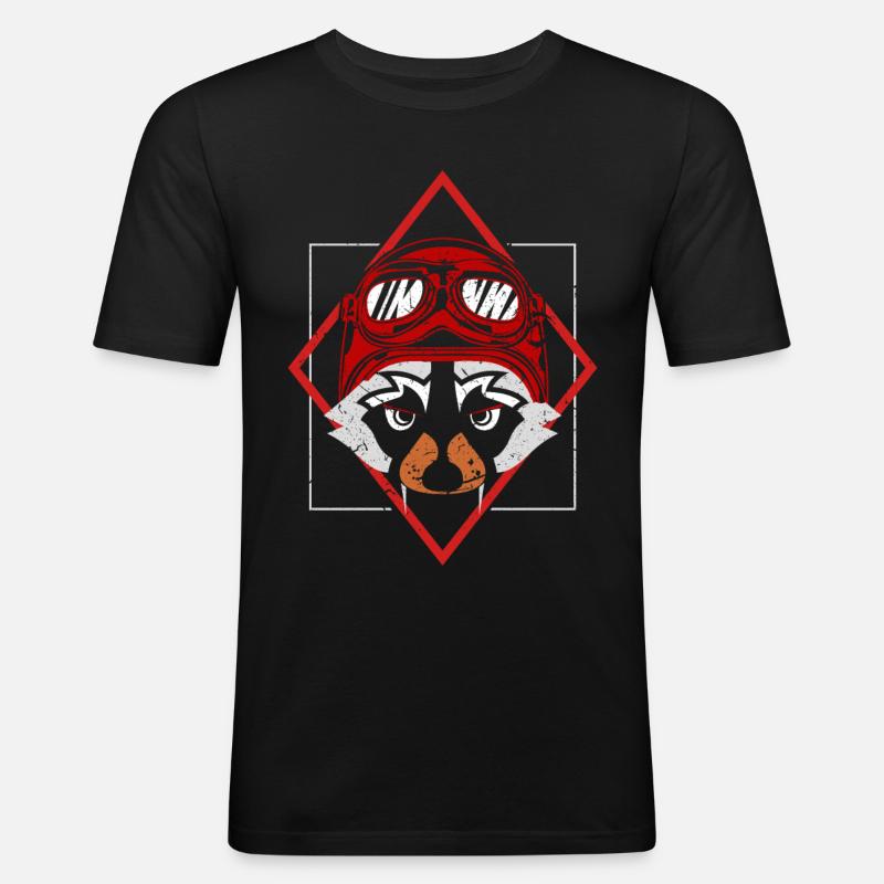 Fahrer cool Waschbär Geschenk - Männer Slim Fit T-Shirt - Schwarz