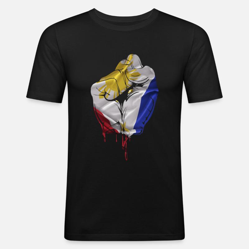 Philippinisches Land Faust Geschenk - Männer Slim Fit T-Shirt - Schwarz