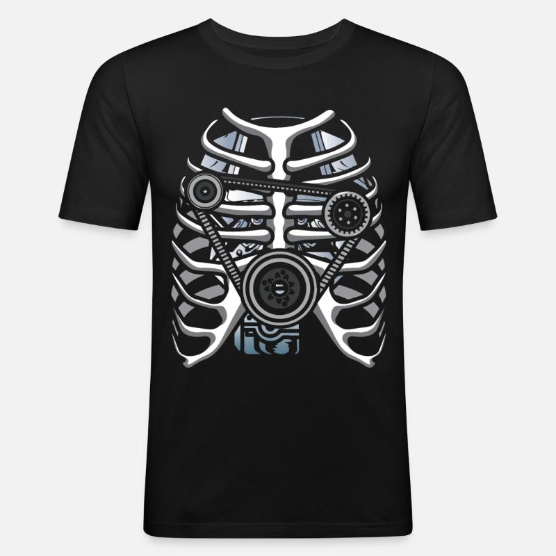 Skeleton mechanic auto engineer - Men's Slim Fit T-Shirt - black