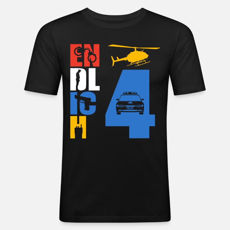 Endlich 4 Polizei - Männer Slim Fit T-Shirt - Schwarz