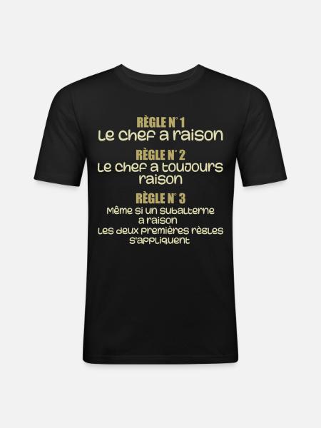 Les regles du chef - T-shirt près du corps Homme - noir