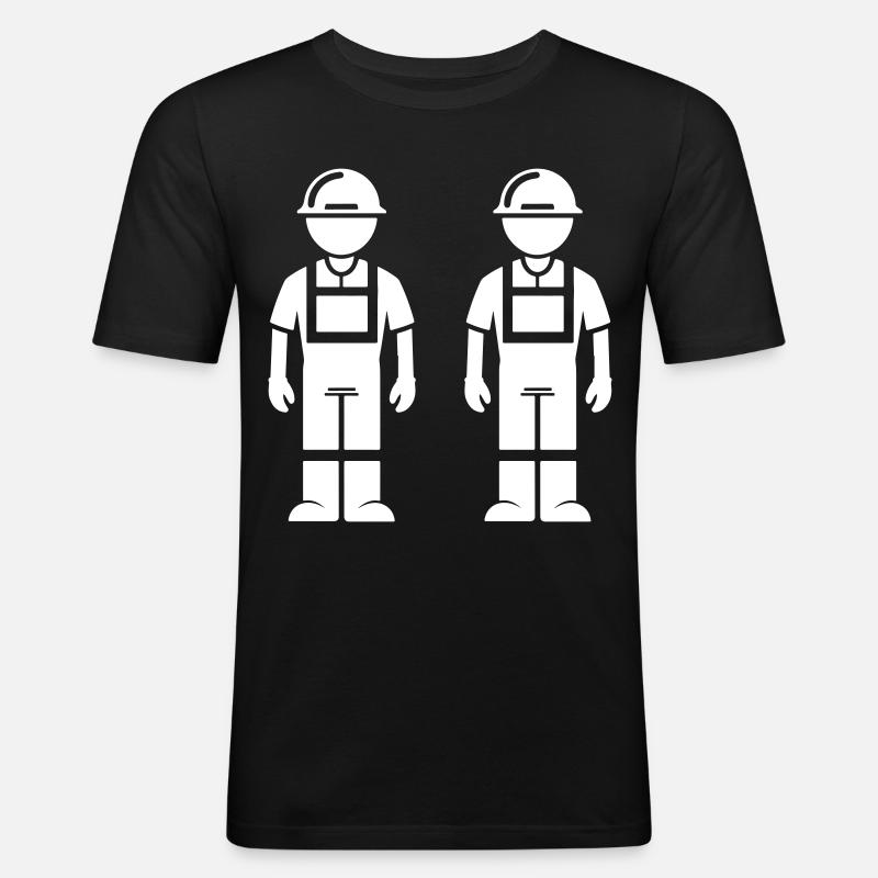Bauarbeiter Team - Männer Slim Fit T-Shirt - Schwarz