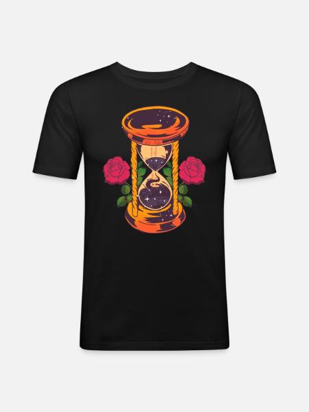 Hourglass with roses - Men's Slim Fit T-Shirt - black