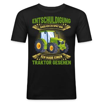 Ich Habe Einen Traktor Gesehen Jungen Trecker - Männer Slim Fit T-Shirt - Schwarz - Vorne - Nik (191cm)