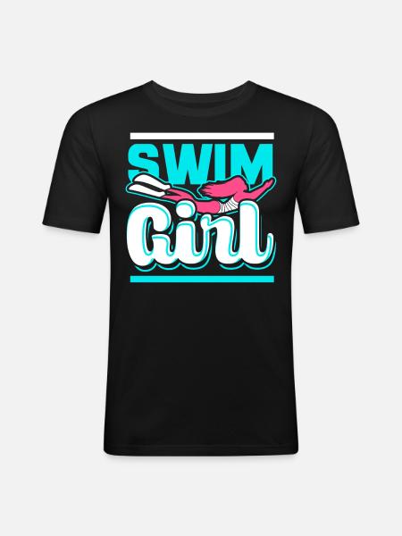 Filles de natation - T-shirt près du corps Homme - noir