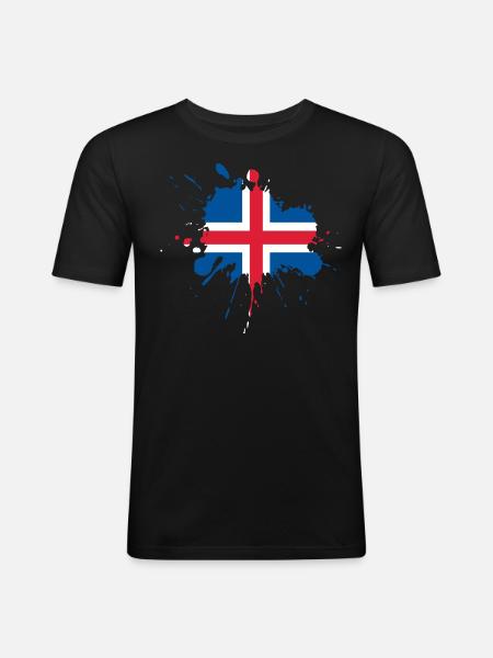Conception du drapeau de l’Islande - T-shirt près du corps Homme - noir