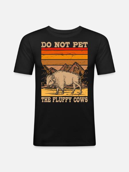 Bison Fluffy Cows Ranchers Farmers Breeders - Slim Fit T-skjorte for menn - svart