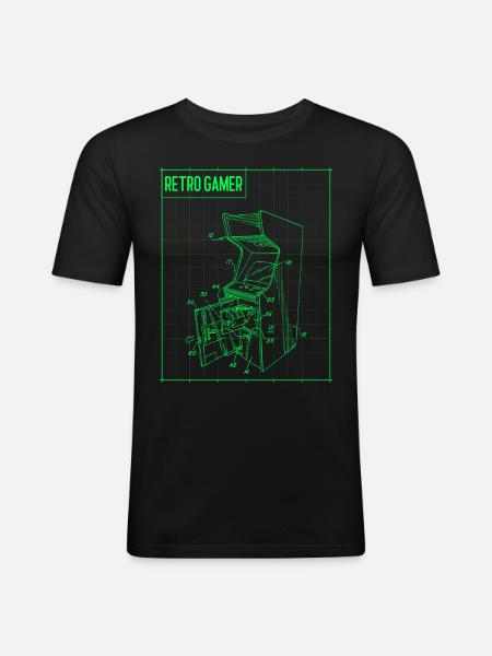 RETRO GAMER - Männer Slim Fit T-Shirt - Schwarz