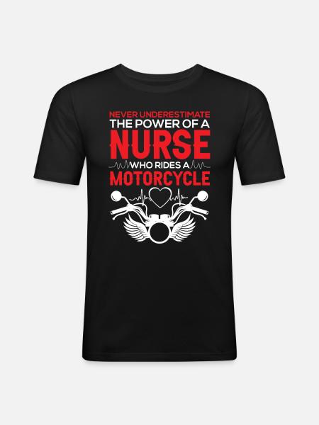 Funny Nurse Motorcycle Nursing - Men's Slim Fit T-Shirt - black